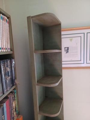 2 wooden corner book shelf