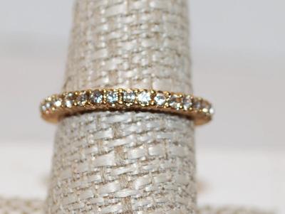 Size 8Â¾ Eternity Style Ring with Clear Stones--Also Has Single Stone on INSIDE of the Band (2.3g)