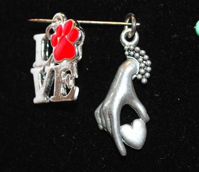2 Pendants/Charms "Love" & "Heart in Hand" 1"