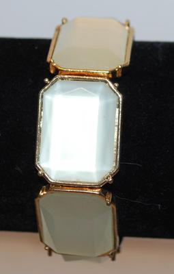 White Opaque 7 Rectangles Expandable Bracelet 8"