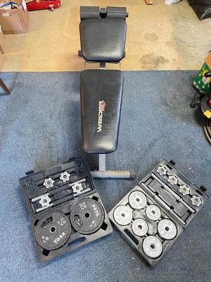 Weider Pro Bench & York Dumbbell Sets (G-SS)