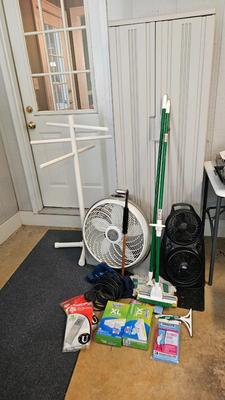 Rubbermaid Storage Cabinet, Fans and Cleaning Supplies (G-DW)