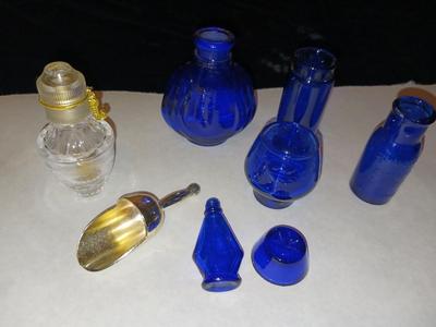 A COLLECTION OF BLUE GLASS
