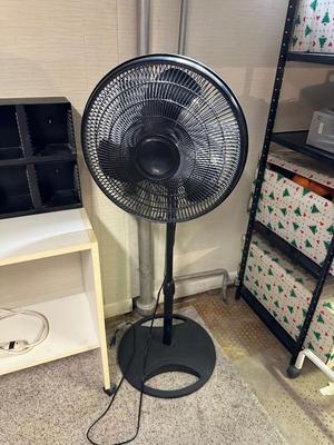 FLOOR FAN, CORDLESS PHONE, CD HOLDER & CUBED SHELF