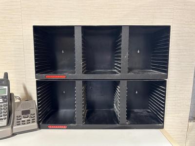 FLOOR FAN, CORDLESS PHONE, CD HOLDER & CUBED SHELF