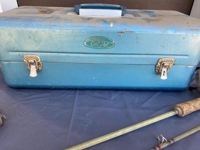 VINTAGE FISHING ðŸŽ£ POLES AND LOADED TACKLE BOX
