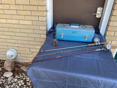 VINTAGE FISHING ðŸŽ£ POLES AND LOADED TACKLE BOX