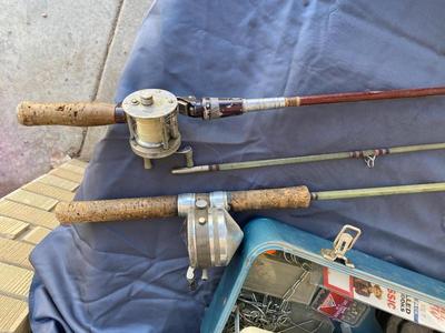 VINTAGE FISHING ðŸŽ£ POLES AND LOADED TACKLE BOX