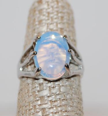 Size 6¼ STERLING SILVER .925 Cushion Moonstone-Style Ring (4.6g)