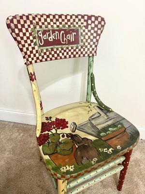 Hand Painted Wooden Accent Chair