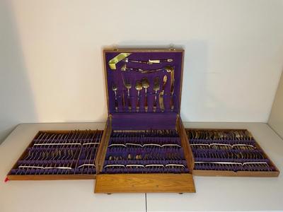 Vintage Siam Buddha Thailand - 156 Piece Brass Flatware Set and Serving Pieces