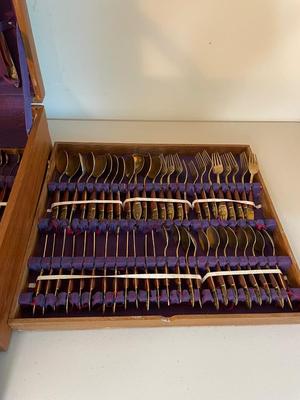 Vintage Siam Buddha Thailand - 156 Piece Brass Flatware Set and Serving Pieces