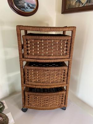 Wicker Storage Cart