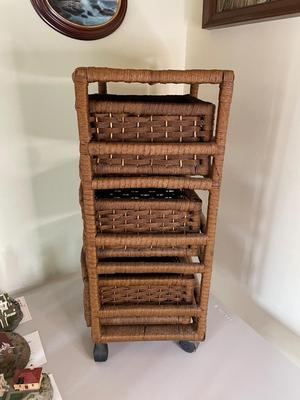 Wicker Storage Cart