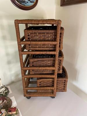 Wicker Storage Cart