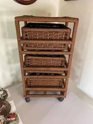 Wicker Storage Cart