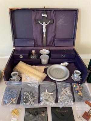 Antique Catholic Last Rites Traveling Altar Box
