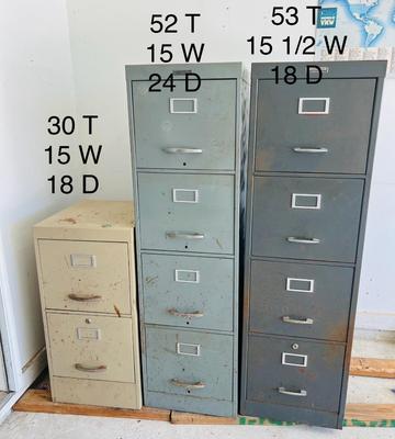 Three (3) Garage Filing cabinets