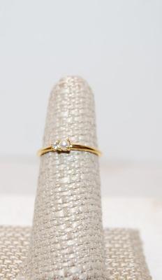 Size 6Â¼ Classic Pearl & CZ Ring on a 14k Gold Plated Band (1.0g)