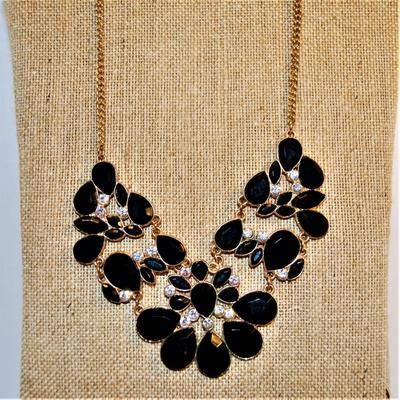 39 Black Teardrop Stones with Sparkle Clear Rhinestone Accents 22