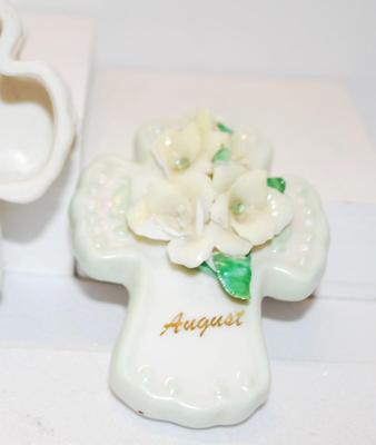 Flowered Ceramic Cross Jewelry Trinket Box -- Marked 