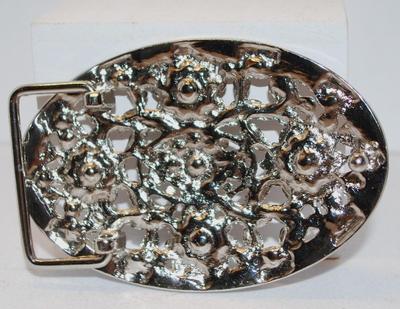 Pink & Purple Flowered Belt Buckle with Lots of Sparkle Clear Stones 3 Â½