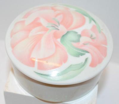 Pastel Pink Flowered Porcelain Trinket Box 3