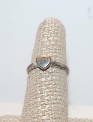 2 Rings Both Size 7 - 1 Silver Tone Heart and Triple Layered Gold Tone - One Stone Missing