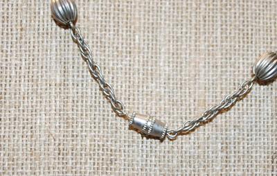 Brown & Silver Barrels Necklace 16