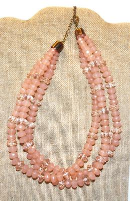 Pale Pink Acrylic Beaded Necklace 16