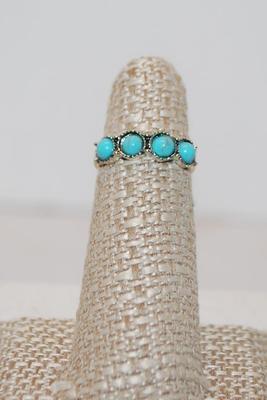 Size 5¾ Turquoise-Styled 4 Stones with Rope Style Outline Surrounds (1.5g)