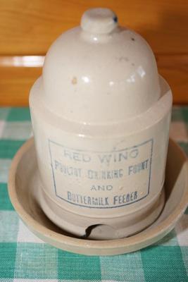 VINTAGE RED WING STONEWARE POULTRY FEEDER 7