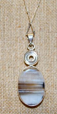 STERLING SILVER .925 Oval Agate Style Stone PENDANT (1¼