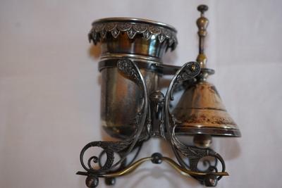 19TH CENTURY SILVER OVER PEWTER TABLE BELL - 