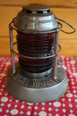 DIETZ "NIGHT WATCH" RAILROAD LANTERN NATURAL FINISH W/ RED GLOBE