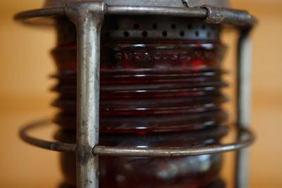 DIETZ "NIGHT WATCH" RAILROAD LANTERN NATURAL FINISH W/ RED GLOBE