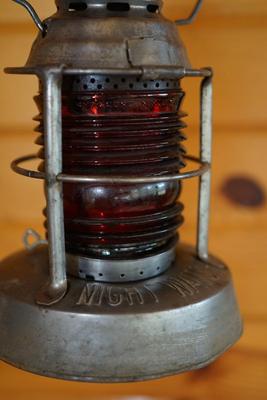 DIETZ "NIGHT WATCH" RAILROAD LANTERN NATURAL FINISH W/ RED GLOBE