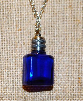 Very Unique Cherub Adorned Blue Perfume Bottle (1¼
