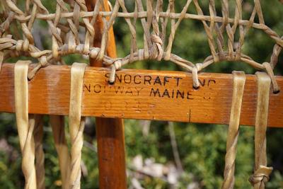VINTAGE TUBBS NORWAY MAINE SNOWSHOES W/ LEATHER BINDINGS . #0317