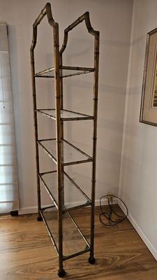 Bamboo Like Metal Shelving Unit with Glass Shelves (UD-DW)