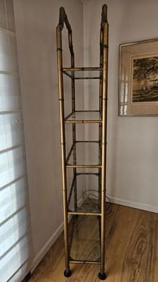 Bamboo Like Metal Shelving Unit with Glass Shelves (UD-DW)
