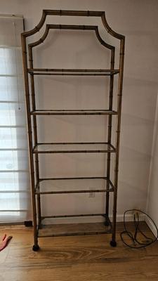 Bamboo Like Metal Shelving Unit with Glass Shelves (UD-DW)