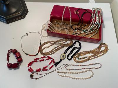 Variety of Beaded Necklaces in Box