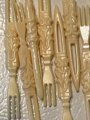1960s Plastic Ivory Cocktail Forks