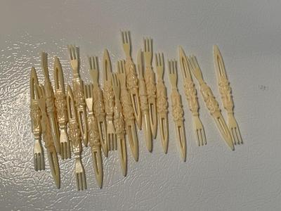 1960s Plastic Ivory Cocktail Forks