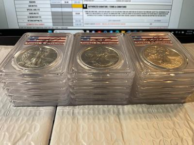 (1) 2021 AMERICAN SILVER EAGLE COIN Type-1 "Last Day of Issue" Designer Thomas Cleveland Hand Signed - PCGS MS70 - Gorgeous Coin.