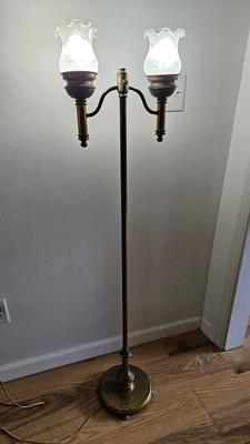 Brass Floor Lamp with Glass Shades (LR-DW)
