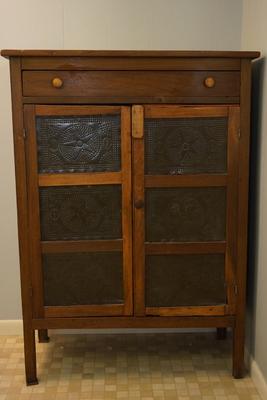 19TH CENTURY PIE CABINET W/ PUNCHED TIN OF STARS ALL ORIGINAL
