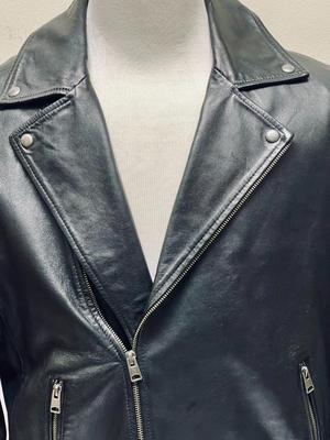 Topman Black Leather Biker Jacket, size L large