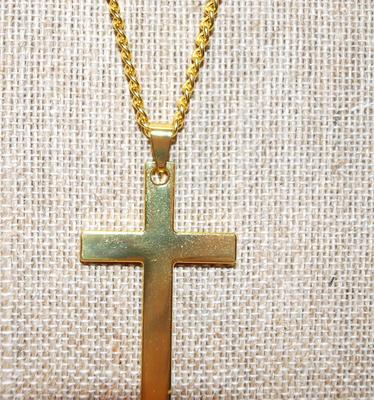 Stainless Steel Gold Plated Cross (2